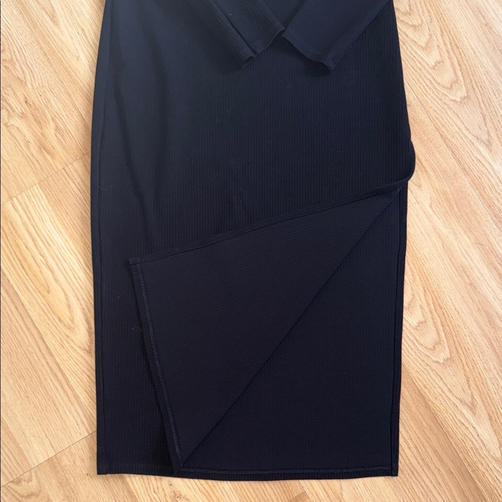 Lovers + Friends Black Long Sleeve MIDI Dress Bodycon Pencil Sweetheart LBD - Picture 4 of 5